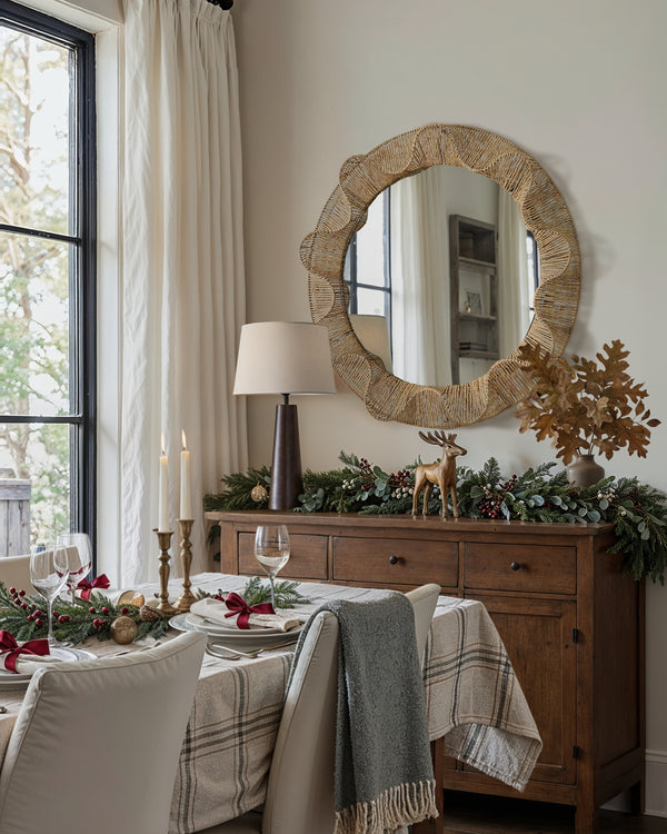 Pleated-Wave Round Mirror