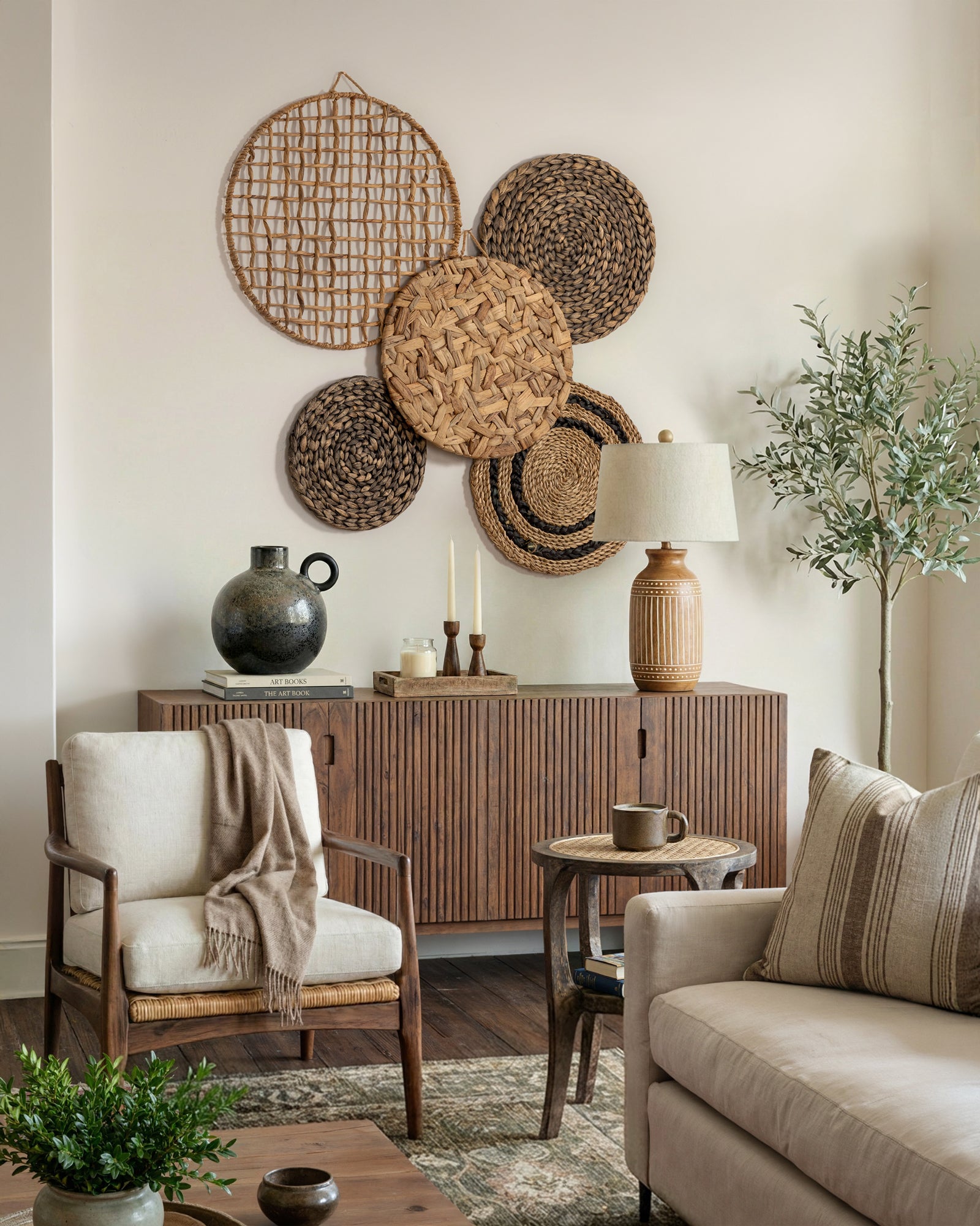 Seagrass and Water Hyacinth Wall Basket Decor Set