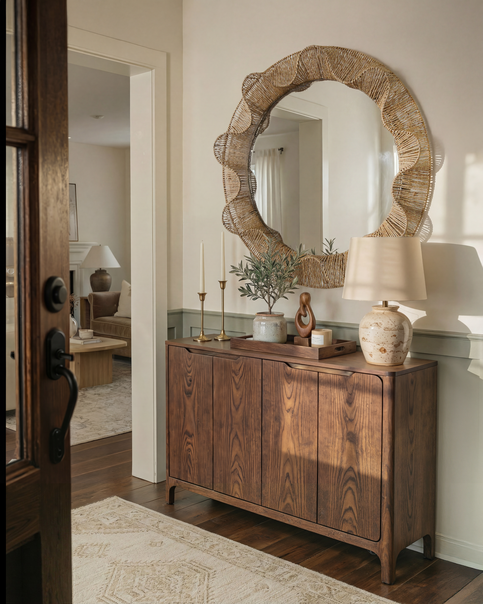 Pleated-wave Round Mirror