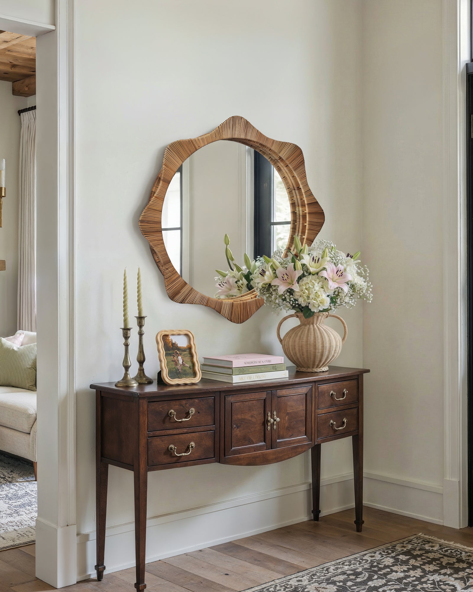 Star-point Pencil Reed Round Mirror