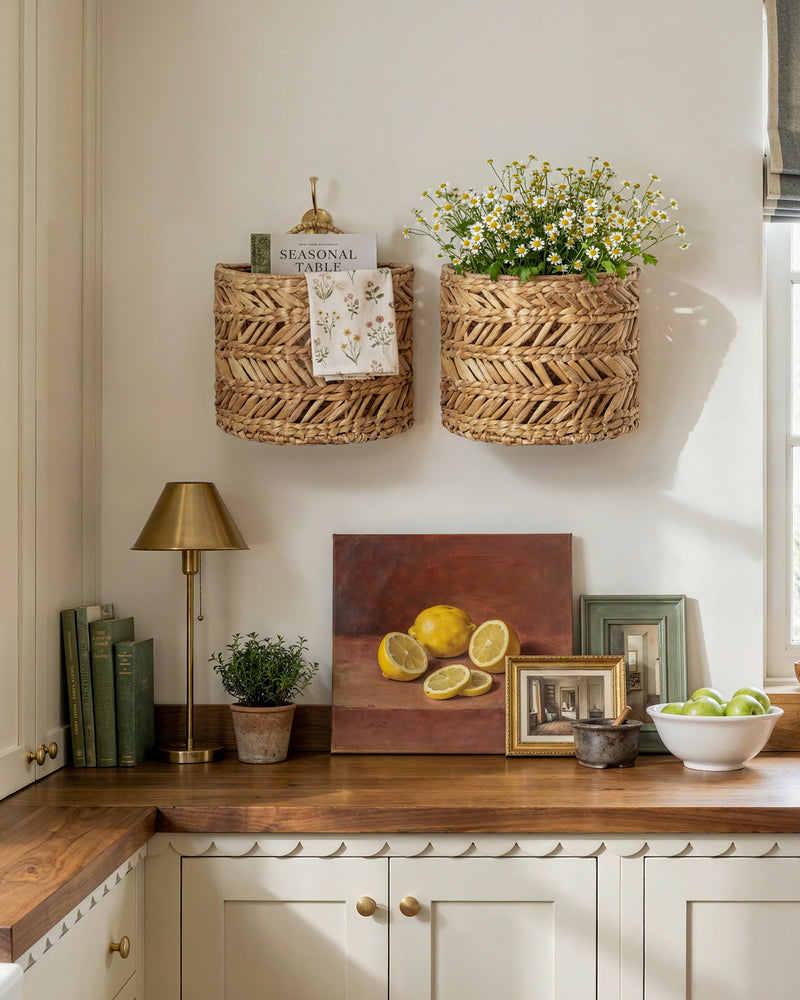 Water Hyacinth Wall Basket Decor with Handles