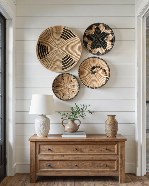 Intricate Natural Woven Wall Art- Set of 4