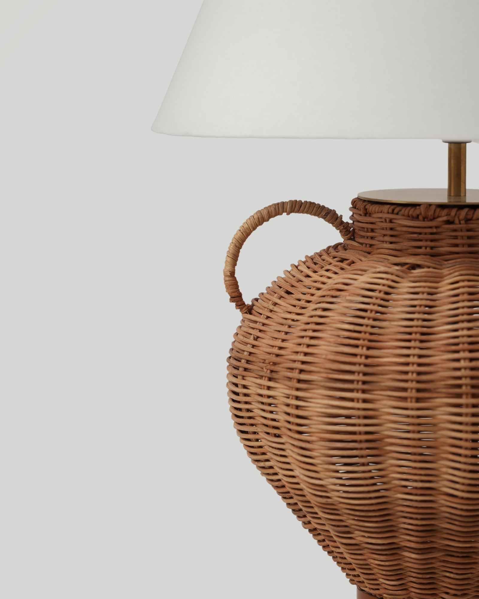 Rattan Jug with Fabric Shade Table Lamp