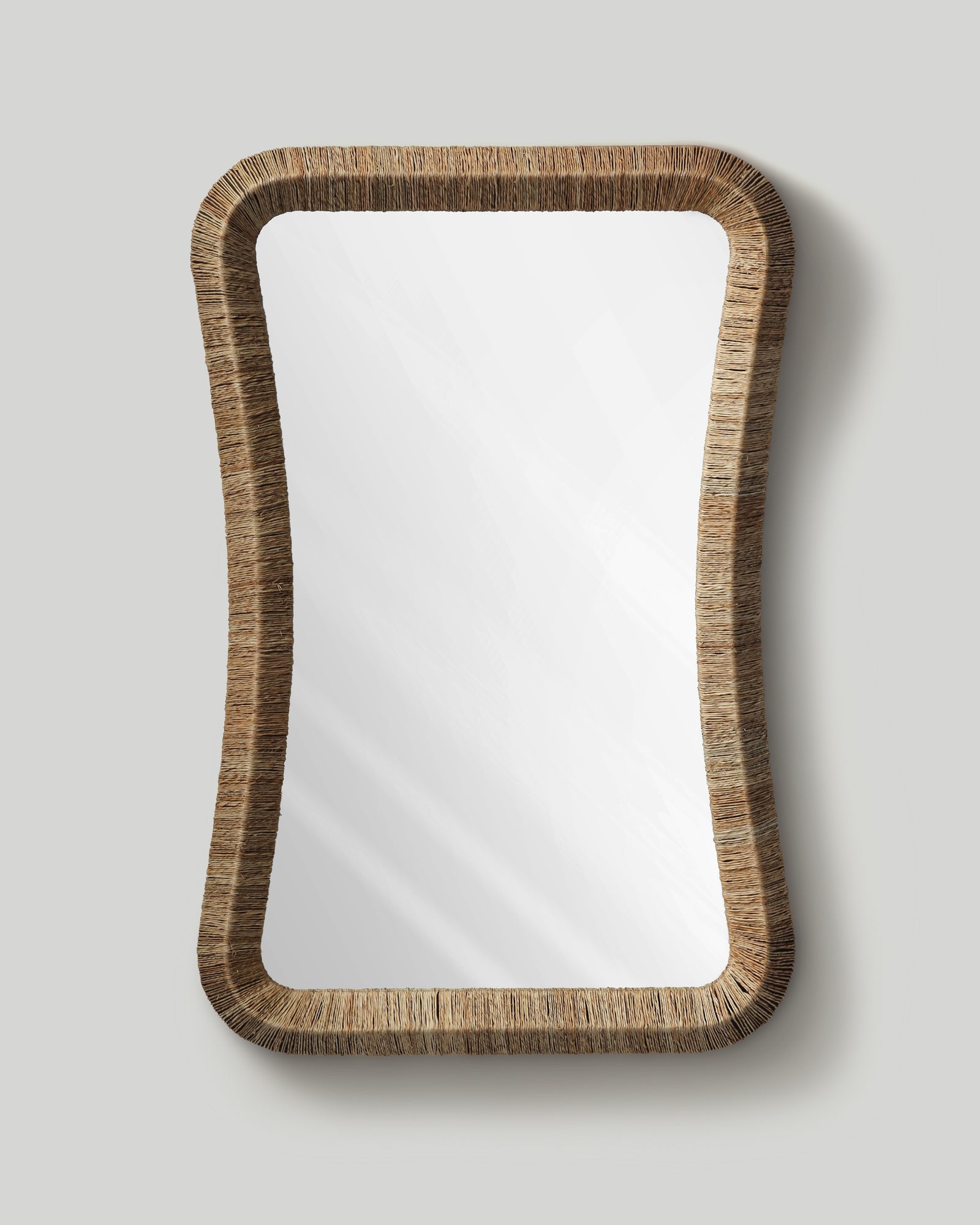 Curved-waist Jute Rectangle Mirror
