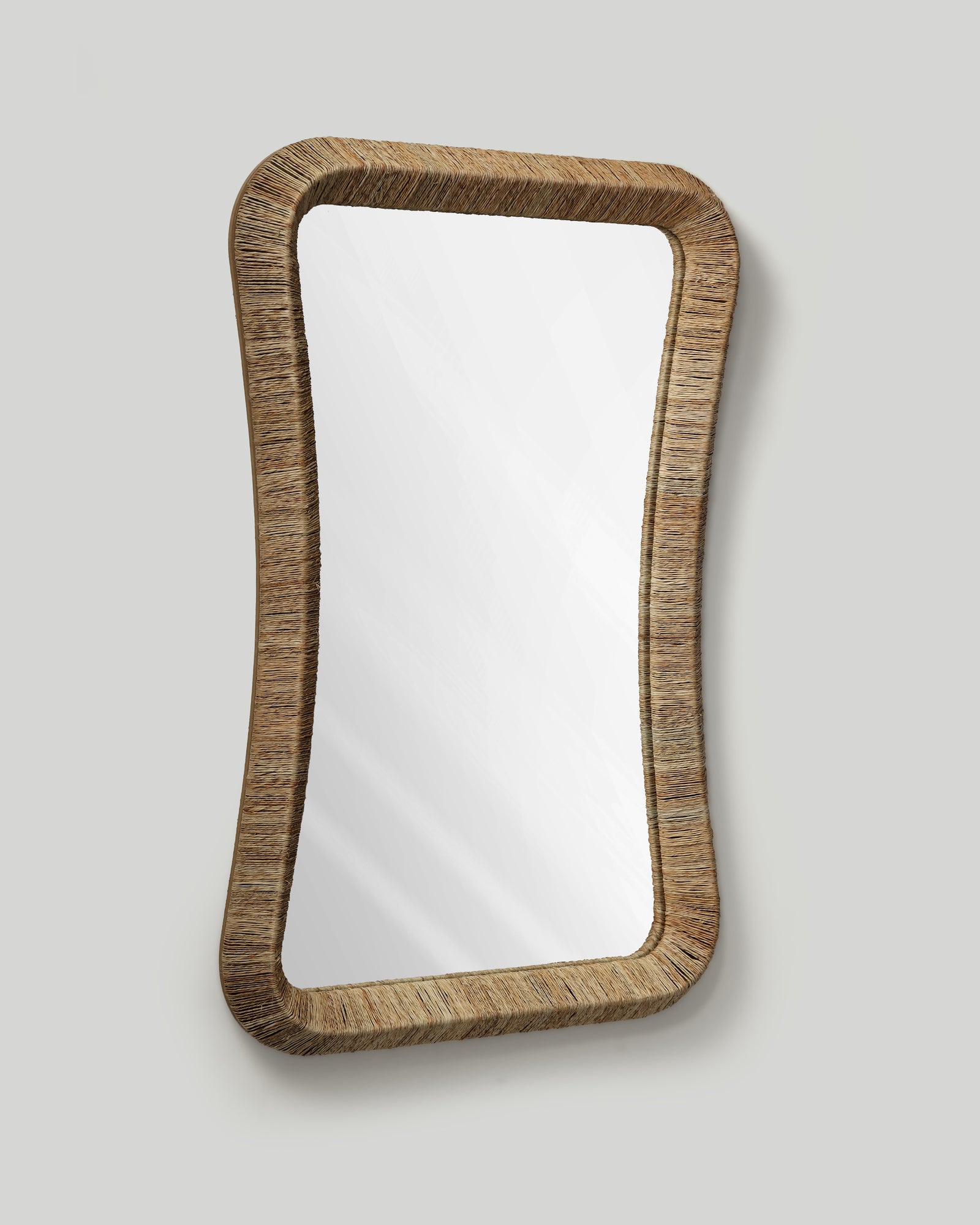 Curved-waist Jute Rectangle Mirror