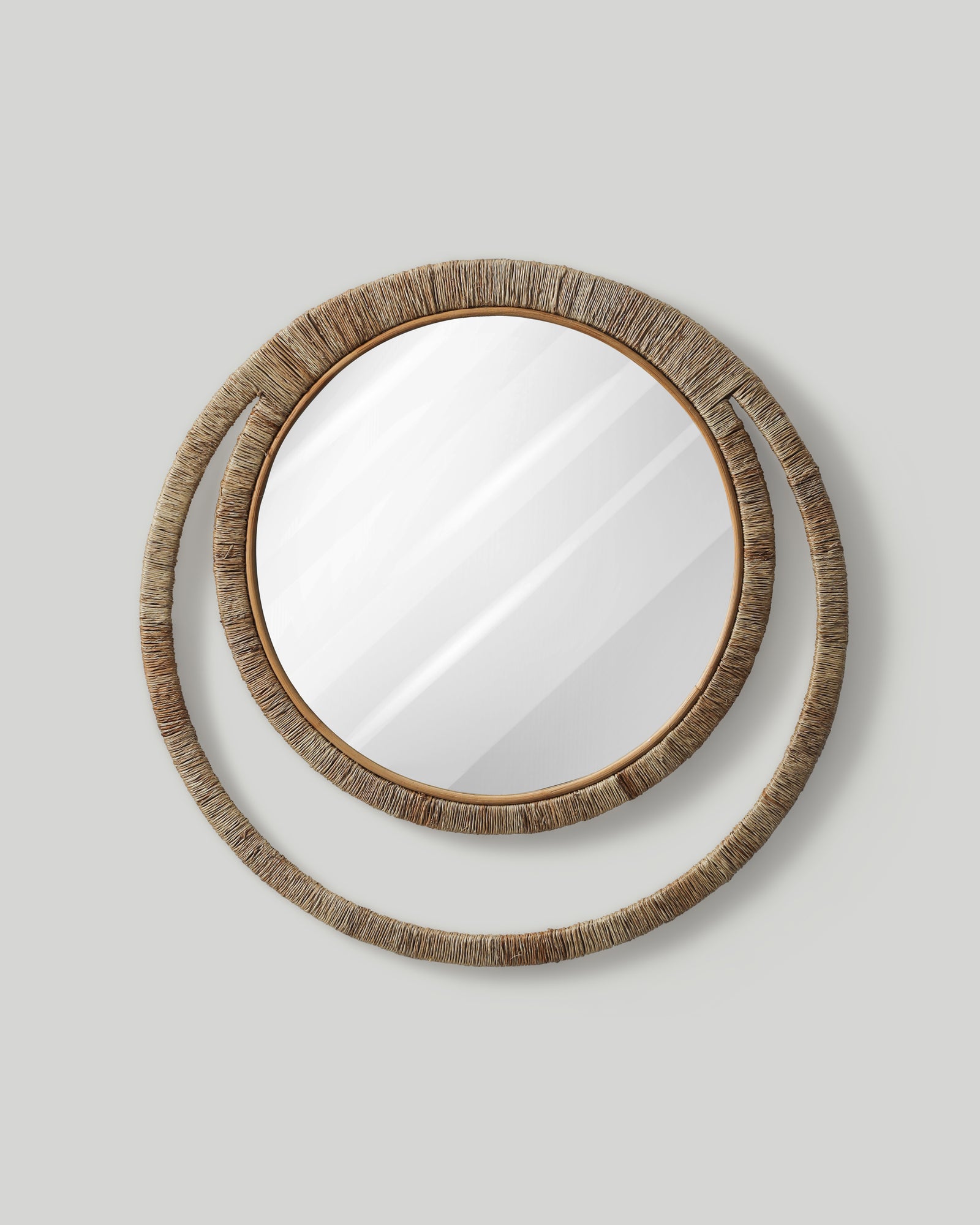 Double-orbit Jute Round Mirror