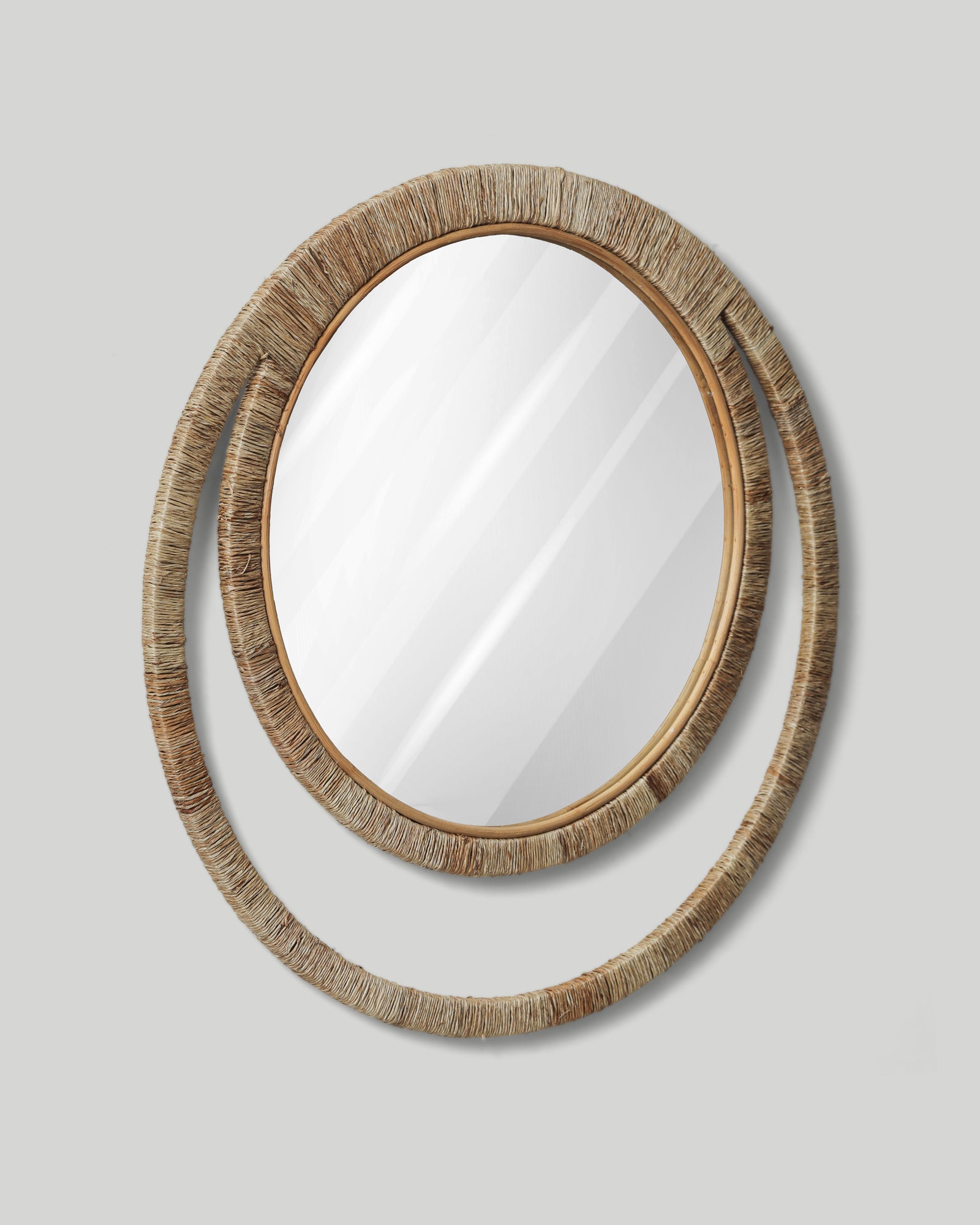 Double-orbit Jute Round Mirror