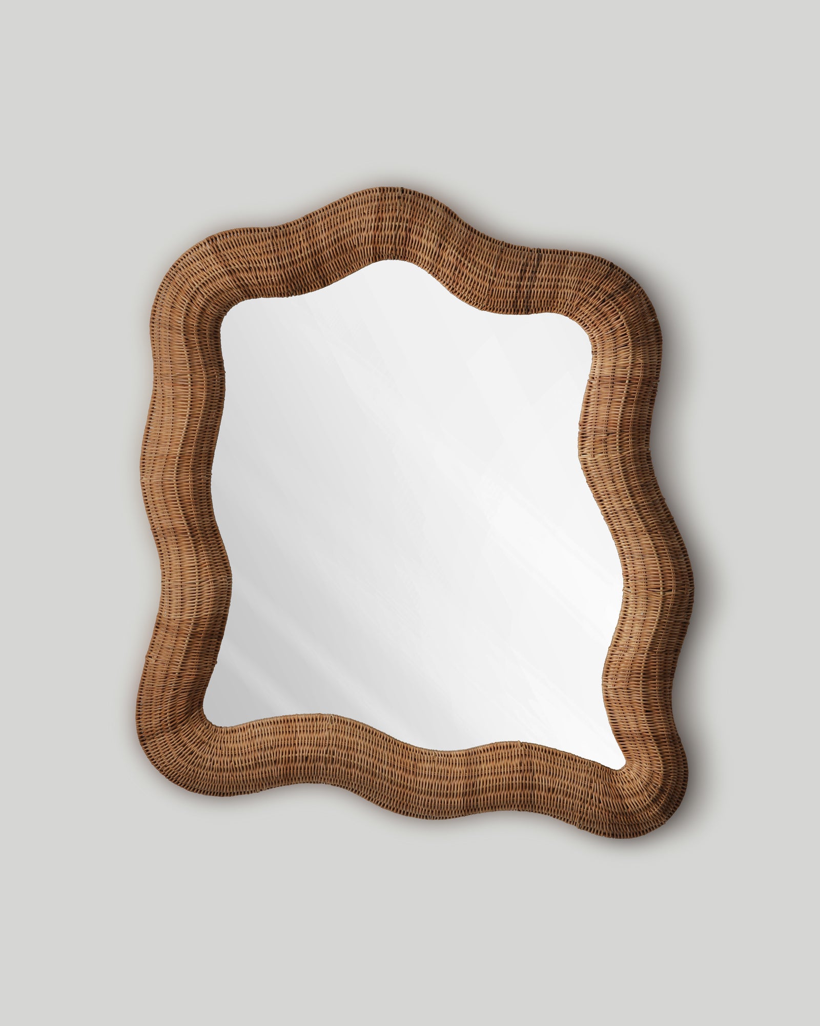 Flowing-wave Rattan Wall Mirror