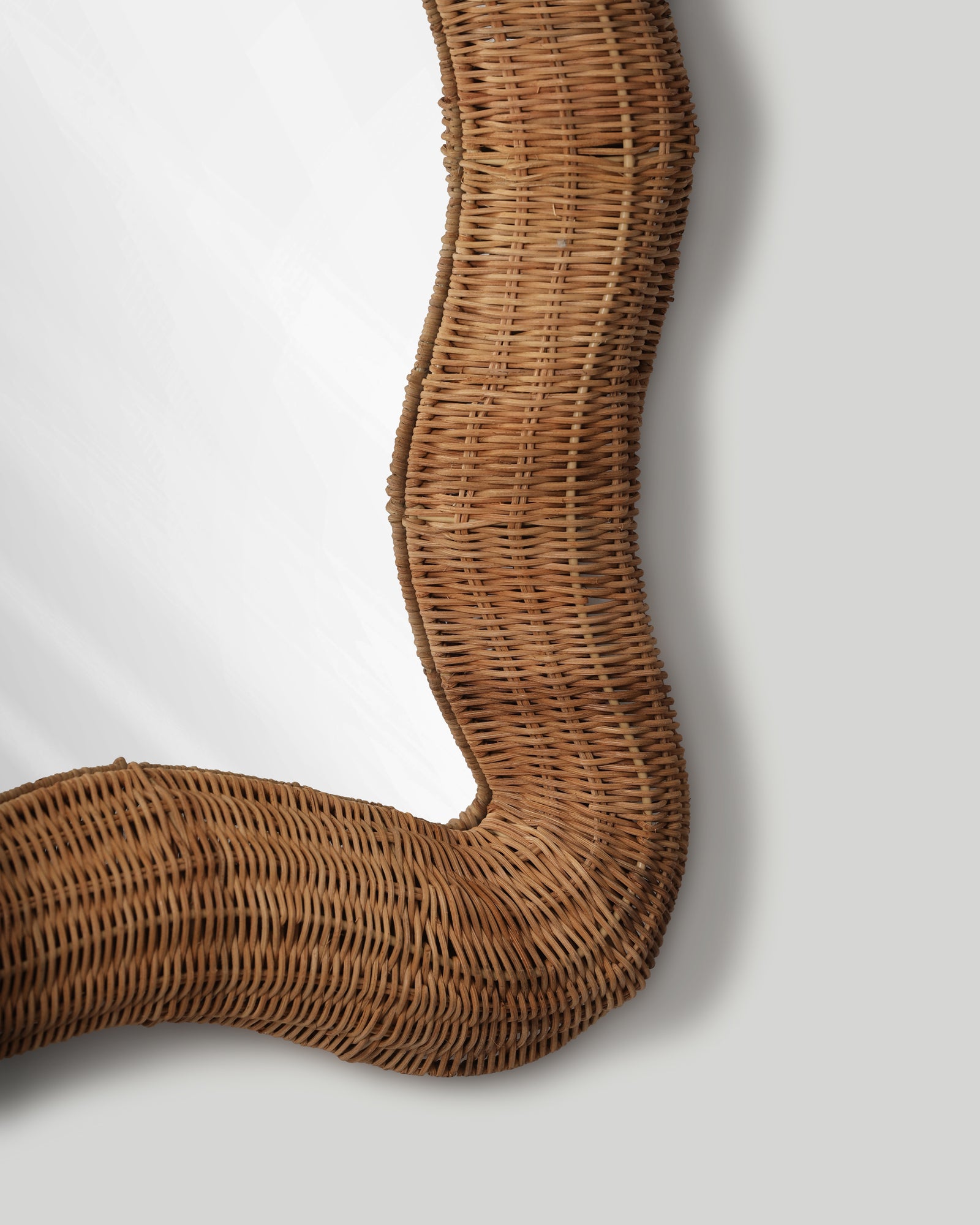 Flowing-wave Rattan Wall Mirror