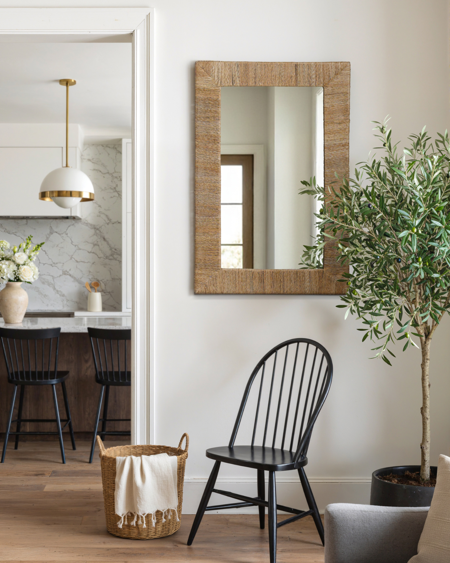 Natural Wrapped Rectangle Mirror