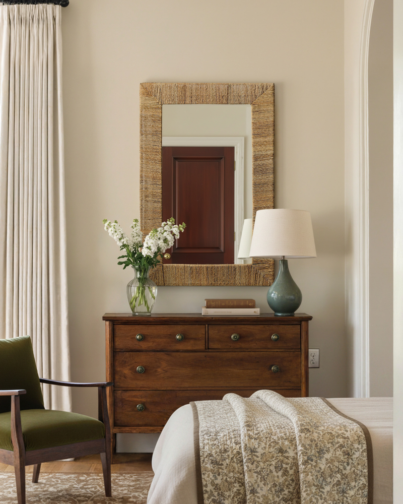 Natural Wrapped Rectangle Mirror