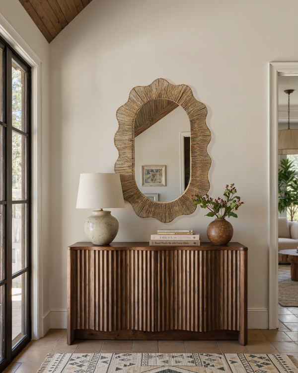 Fluted-Wave Oval Mirror