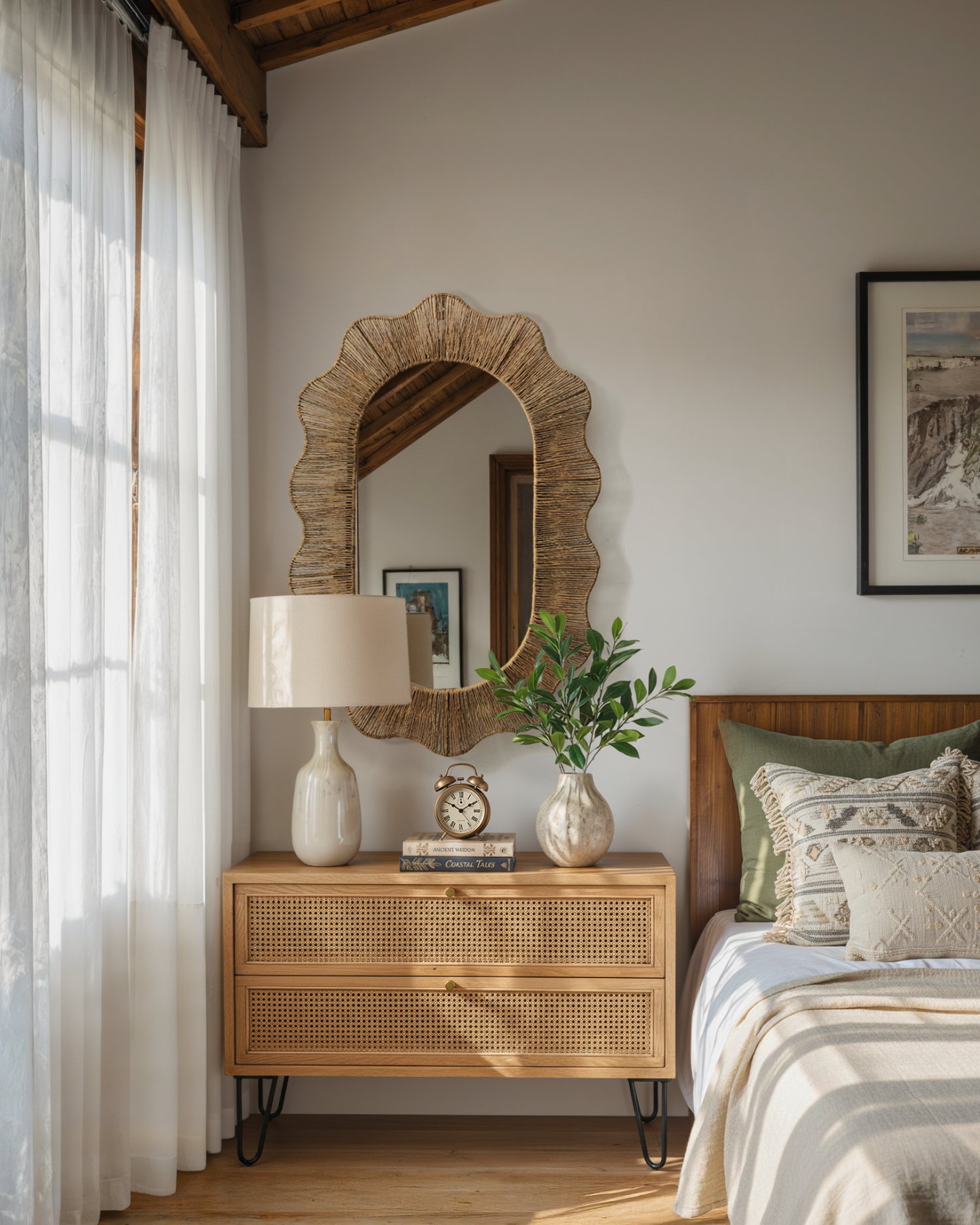Fluted-wave Oval Mirror