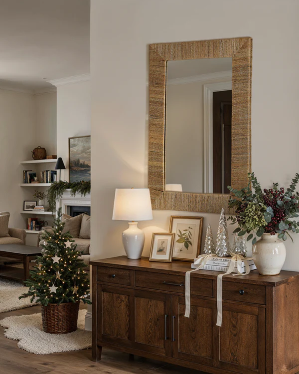 Natural Wrapped Rectangle Mirror