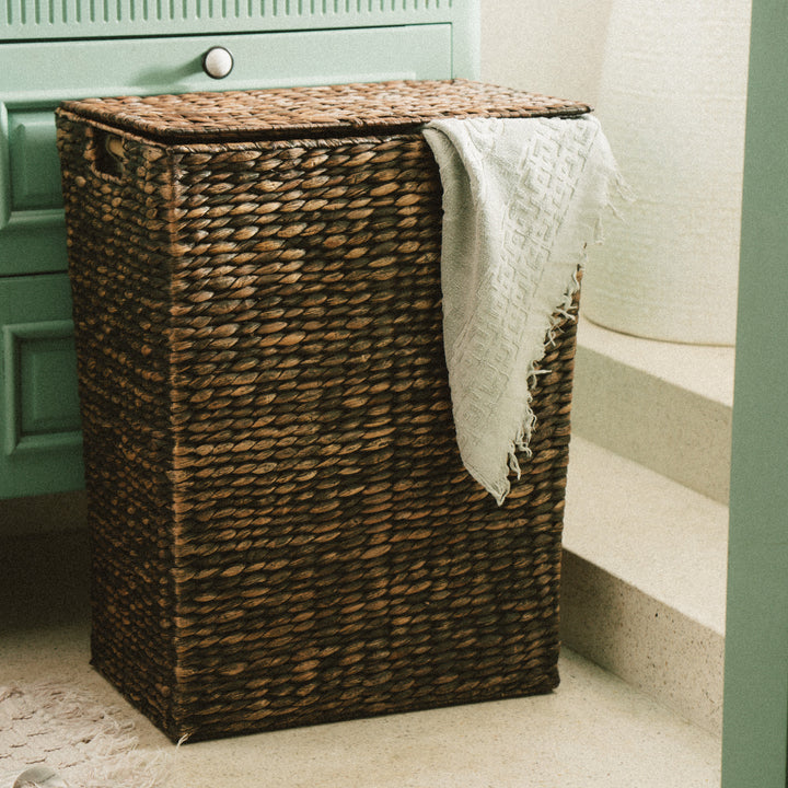 Large Water Hyacinth Laundry Basket With Lid from artera home