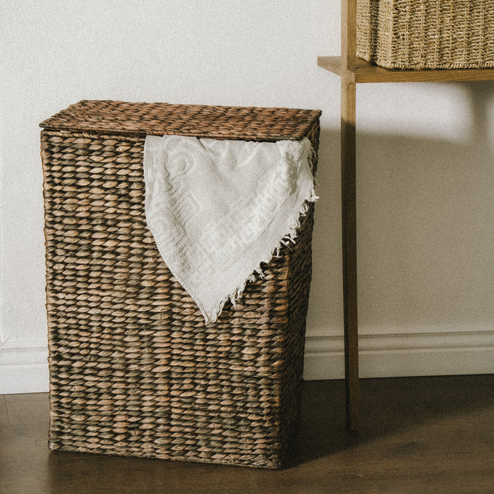 Large Water Hyacinth Laundry Basket With Lid from artera home