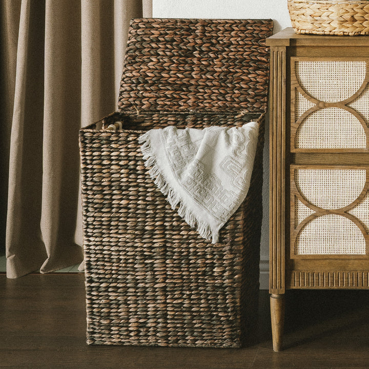 Large Water Hyacinth Laundry Basket With Lid from artera home