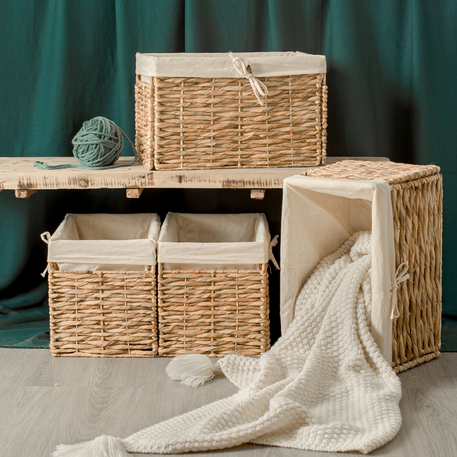 Foldable Rectangular Wicker Basket