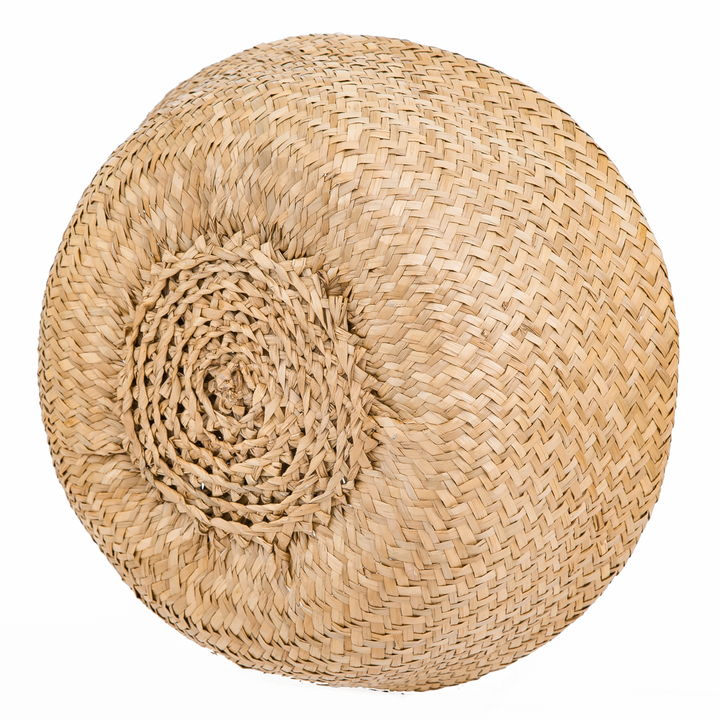 the bottom of the neutral seagrass wicker planter vase