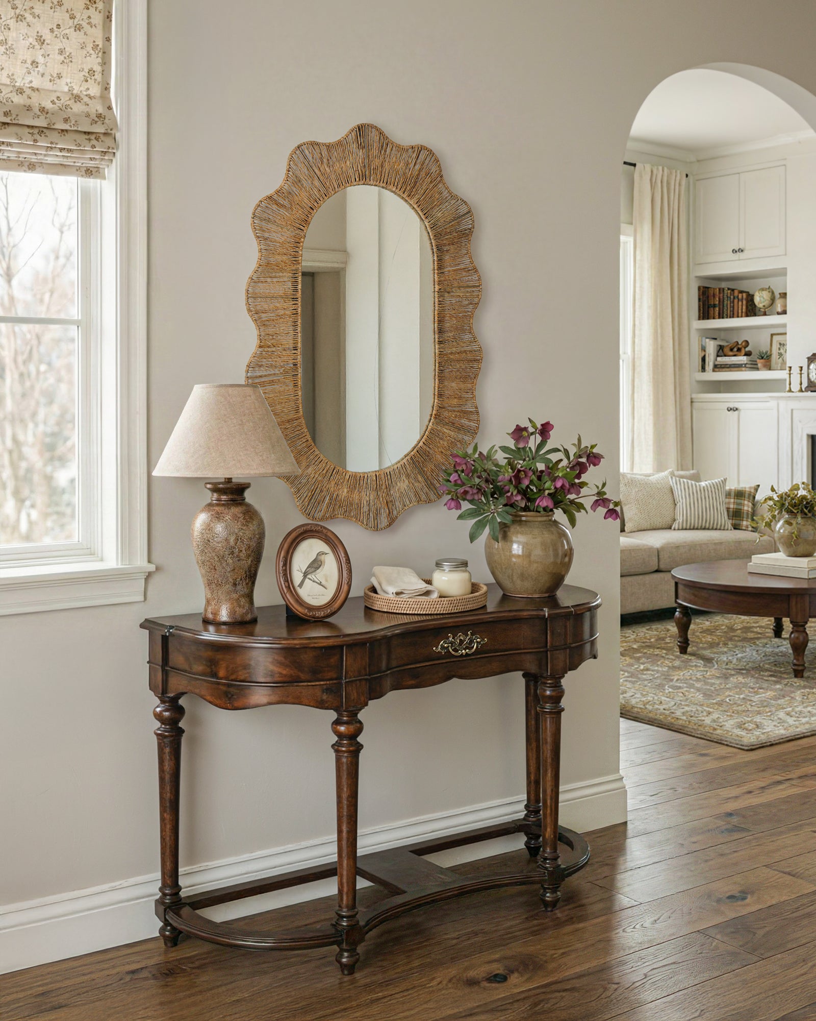 Fluted-wave Oval Mirror