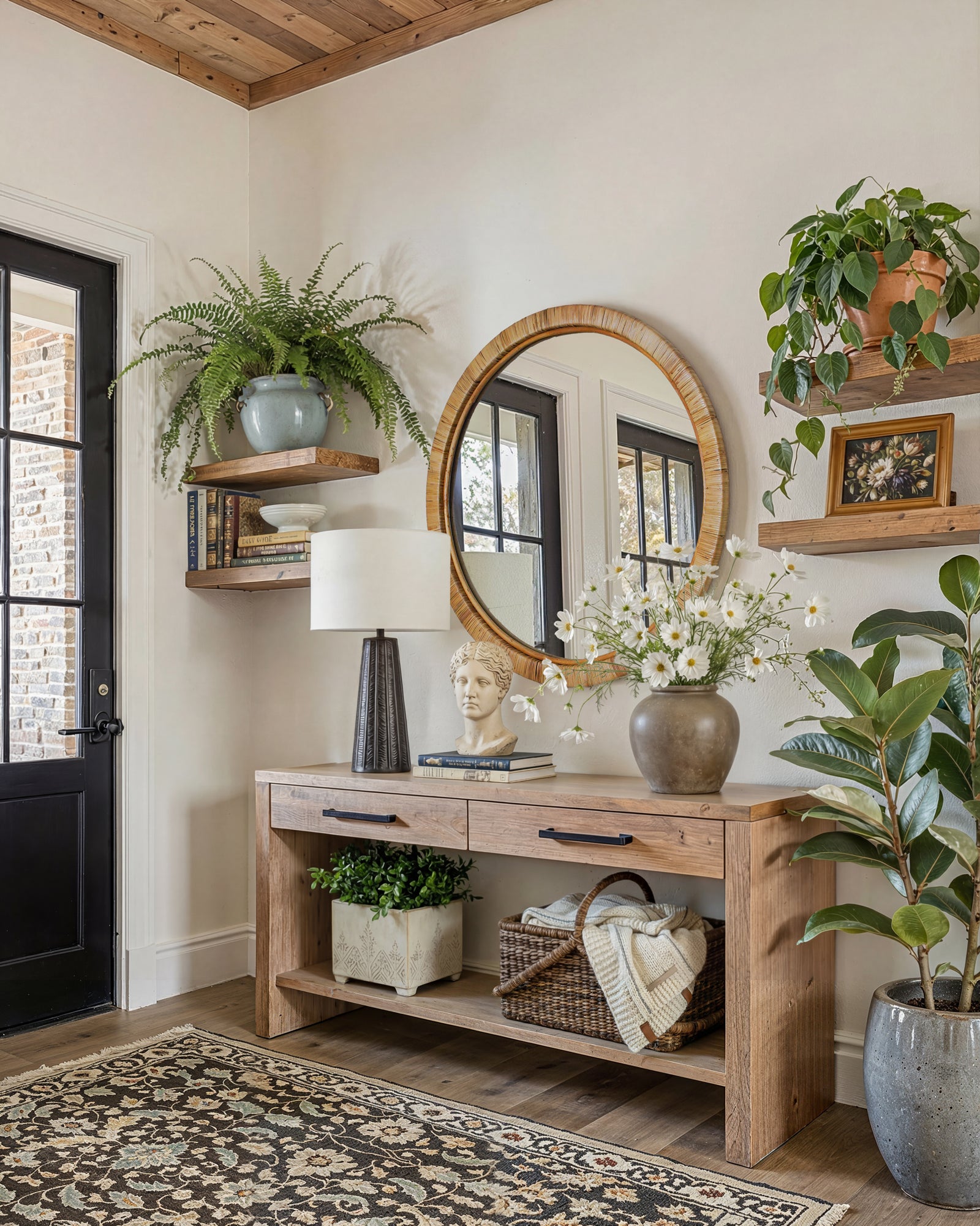 Rattan Round Wall Mirror