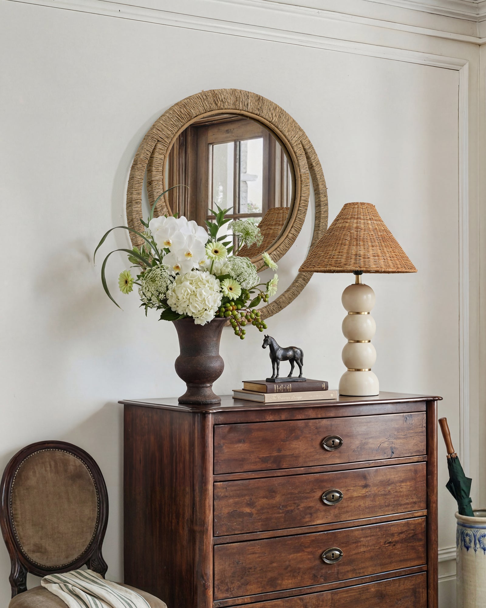 Double-orbit Jute Round Mirror