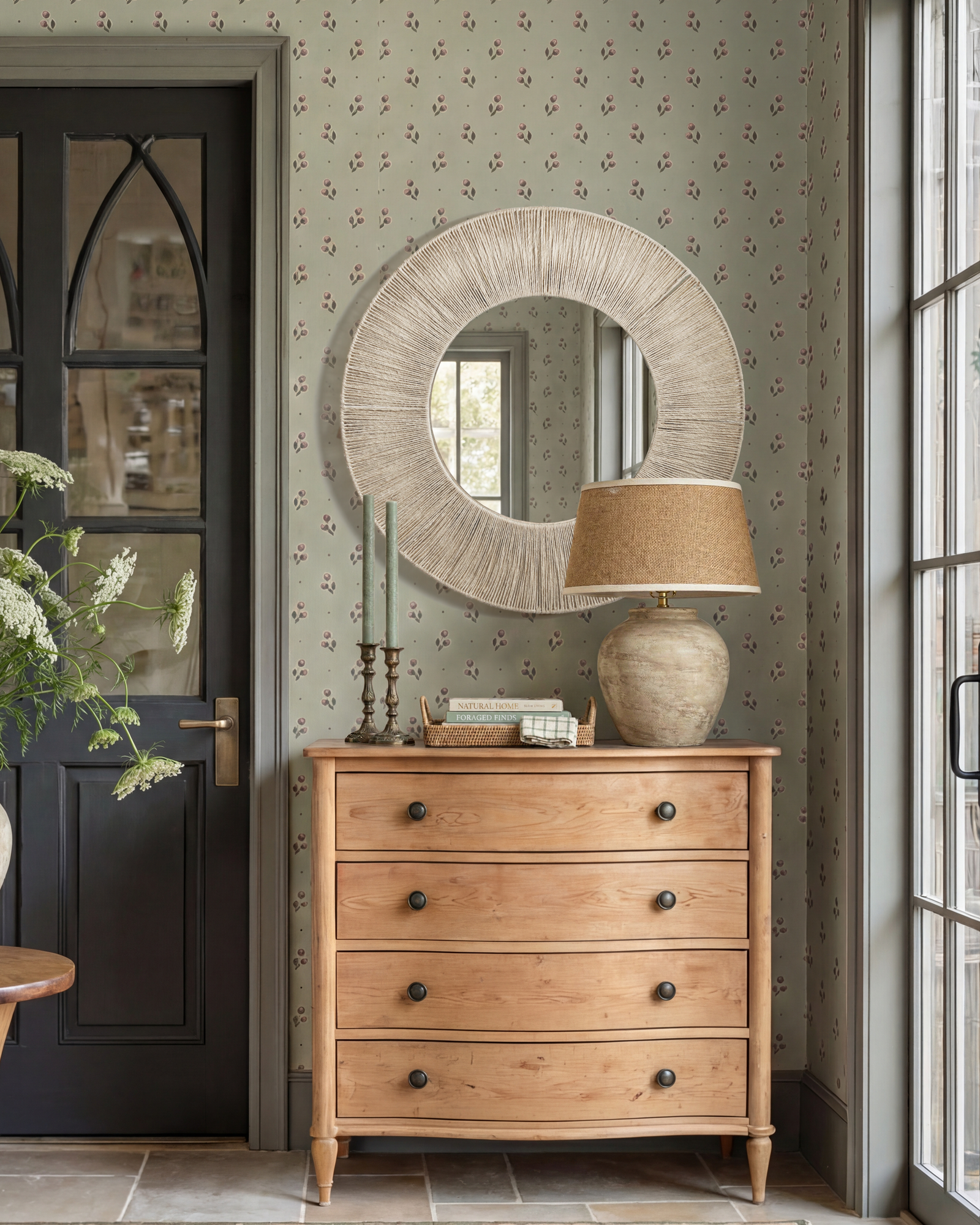 Radial Jute Round Mirror