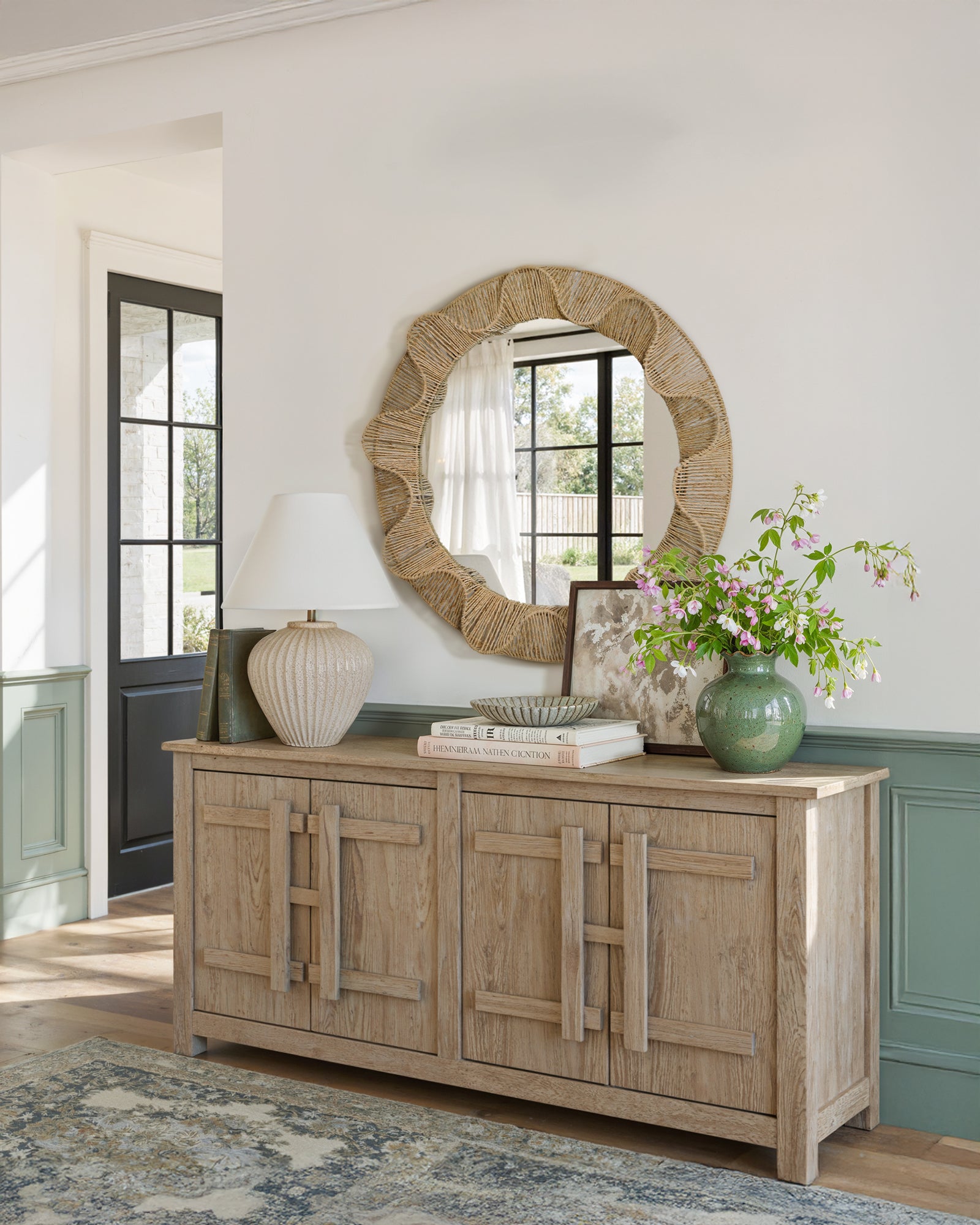 Pleated-wave Round Mirror