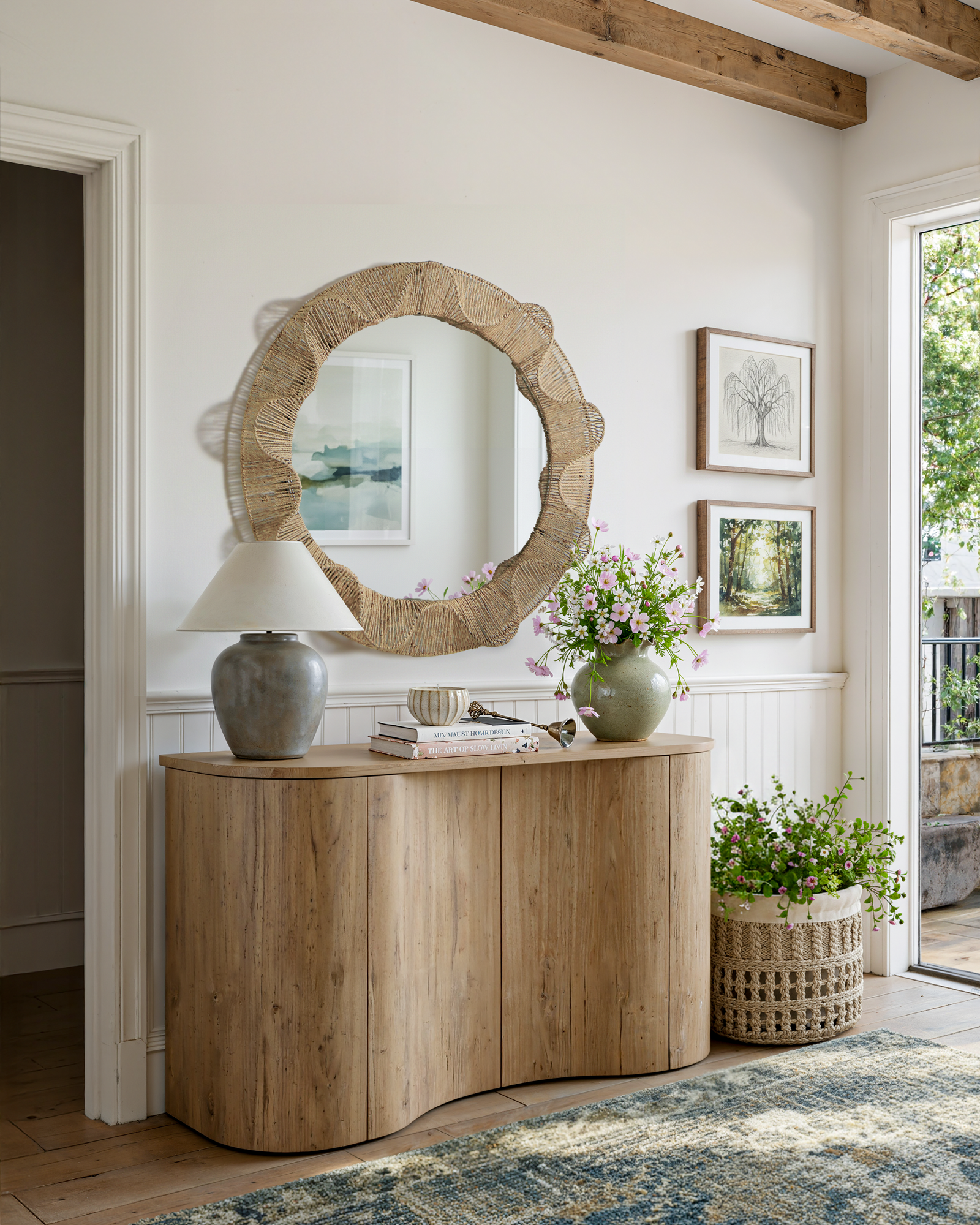 Pleated-wave Round Mirror