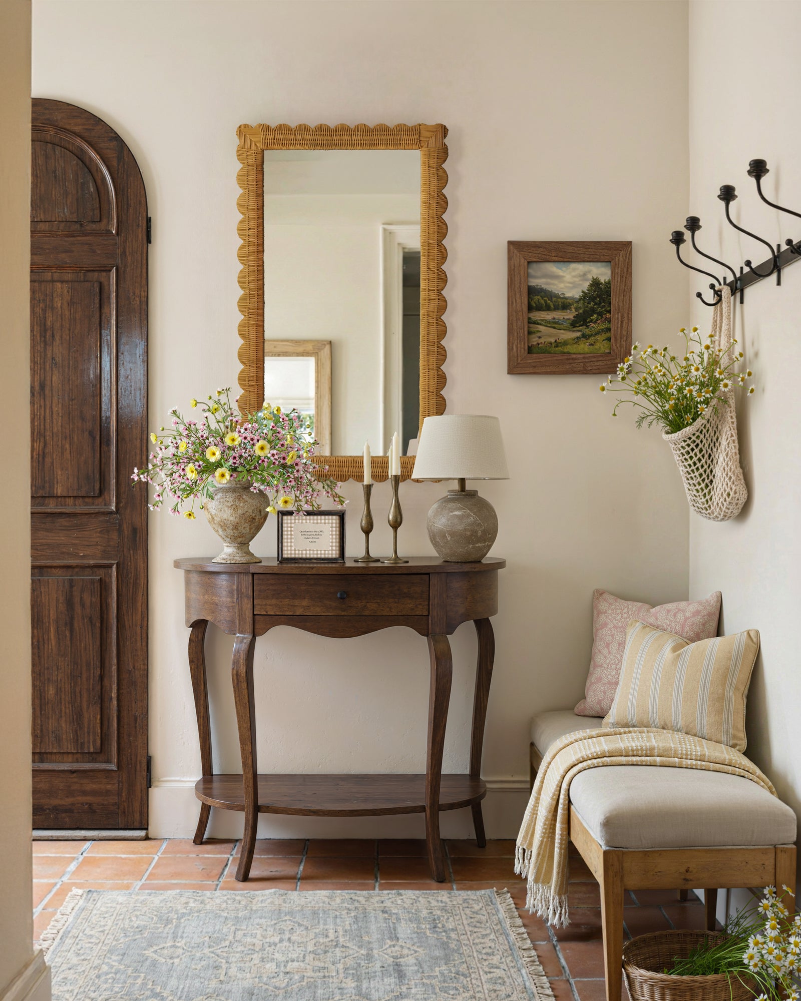 Scallop-edge Rattan Rectangle Mirror