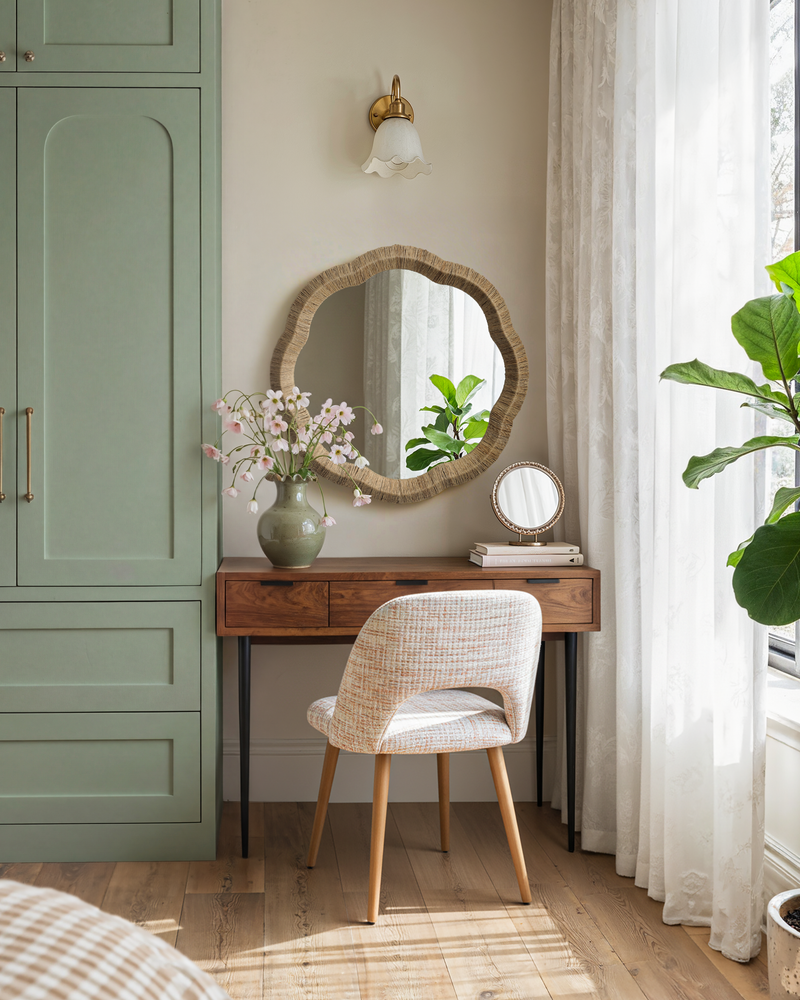 Bud-edge Jute Round Mirror