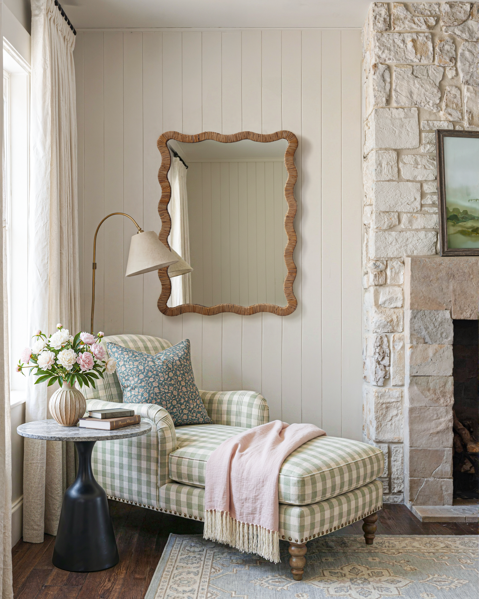 Wavy Scallop Rectangular Wall Mirror