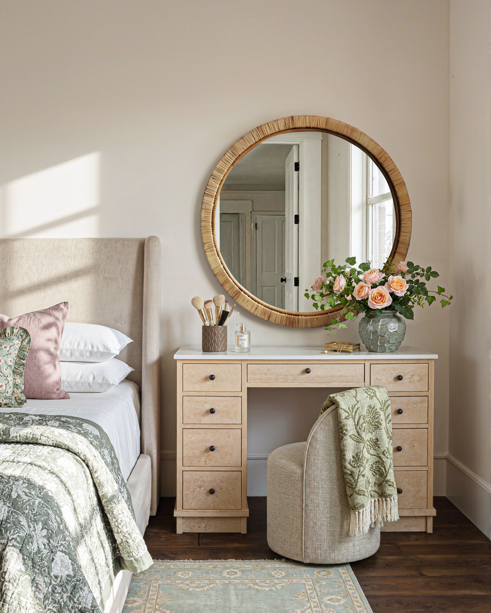 Rattan Round Wall Mirror