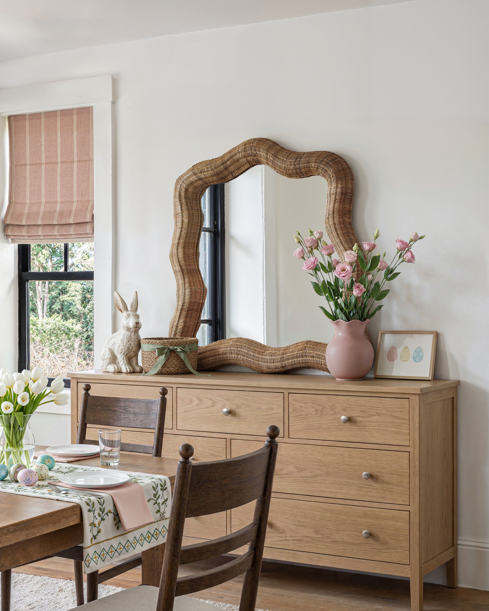 Flowing-wave Rattan Wall Mirror