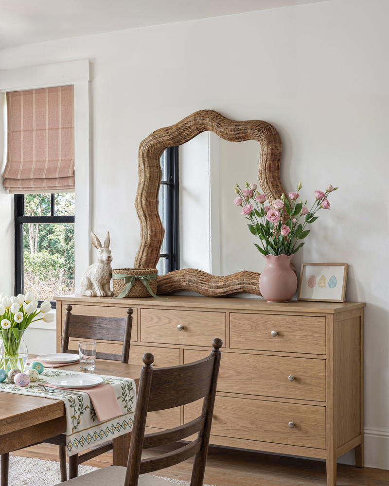 Flowing-wave Rattan Wall Mirror