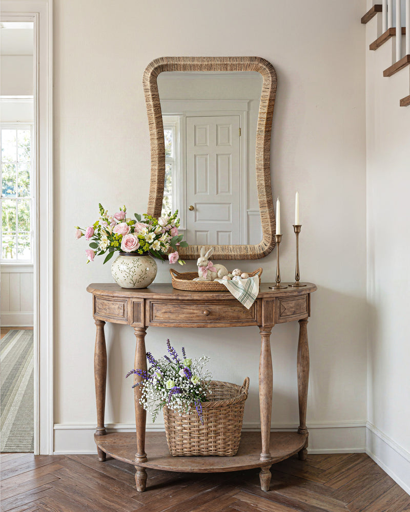 Curved-waist Jute Rectangle Mirror