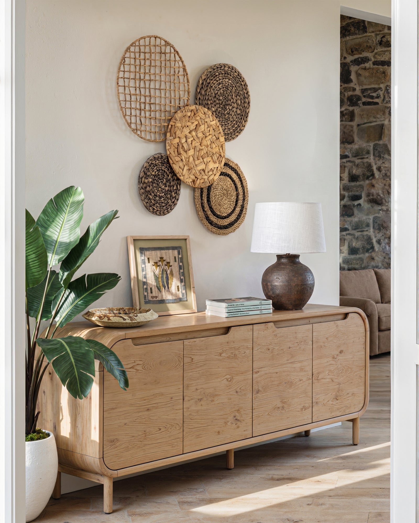 Seagrass and Water Hyacinth Wall Basket Decor Set