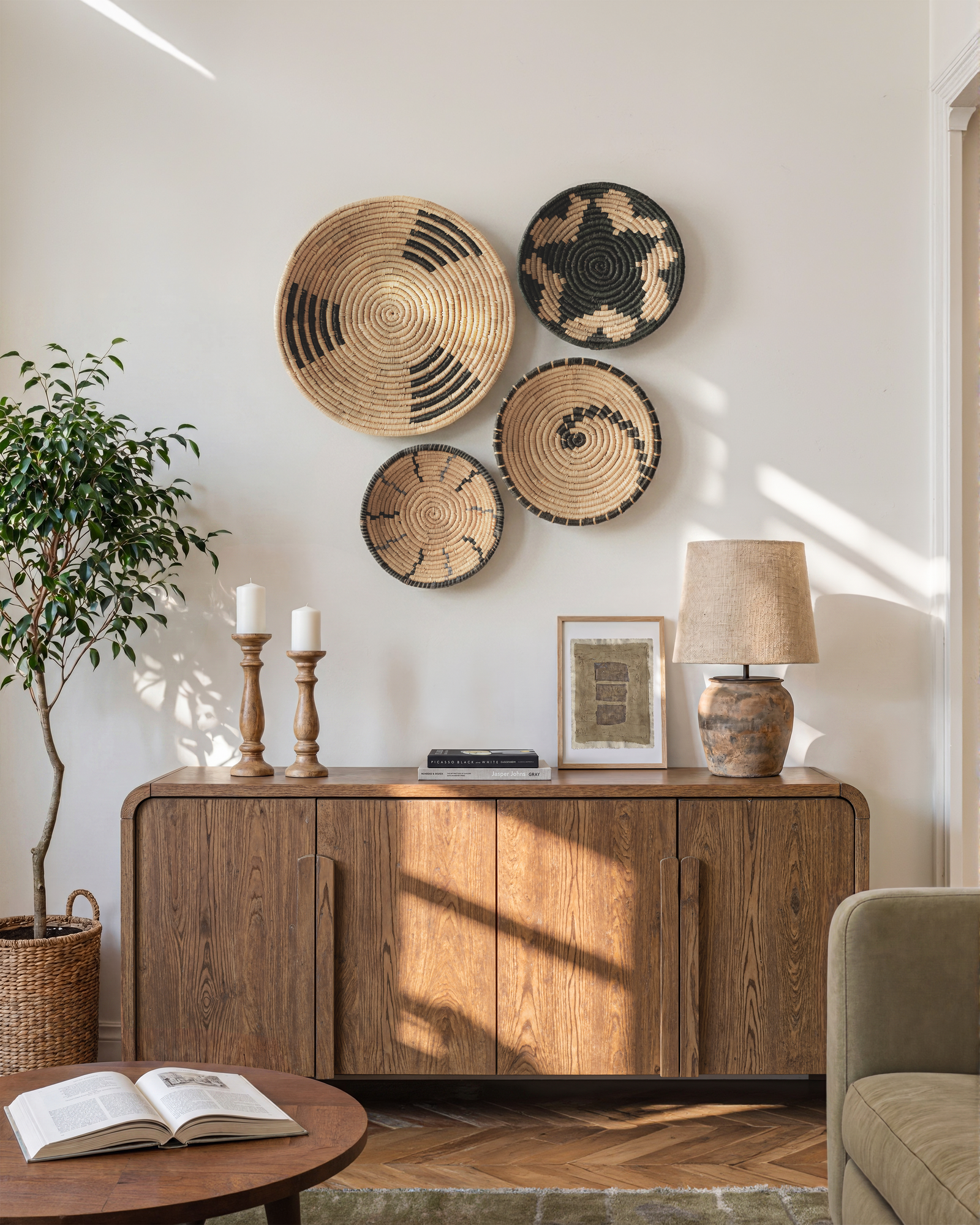 Intricate Natural Woven Wall Art- Set of 4