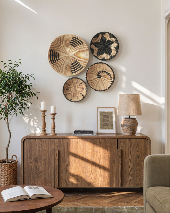 Intricate Natural Wall Basket Decor Set of 4 - Artera Home