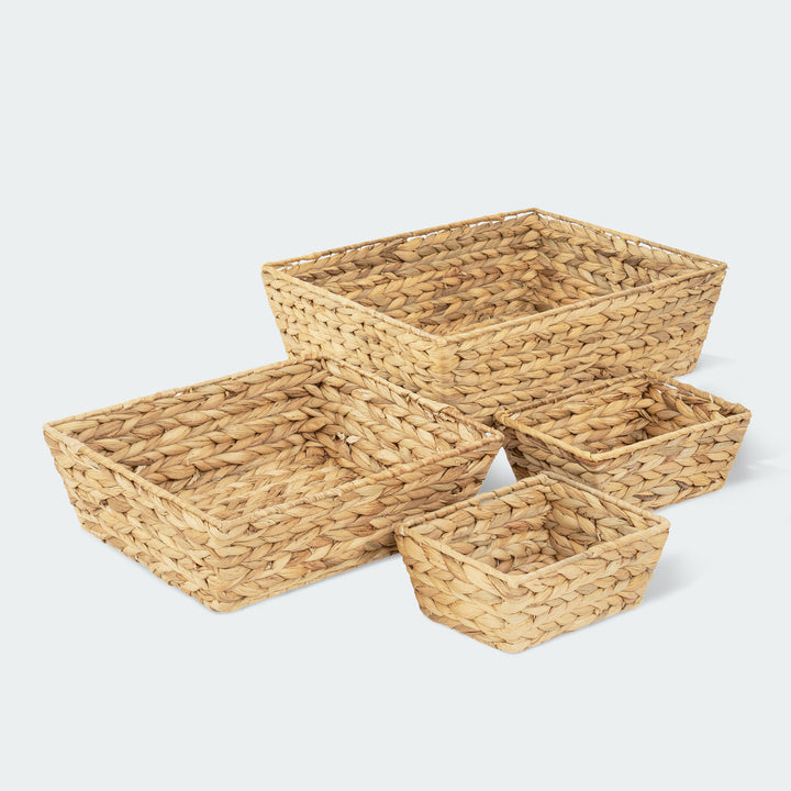 Arrow Brown Water Hyacinth Wicker Basket Set