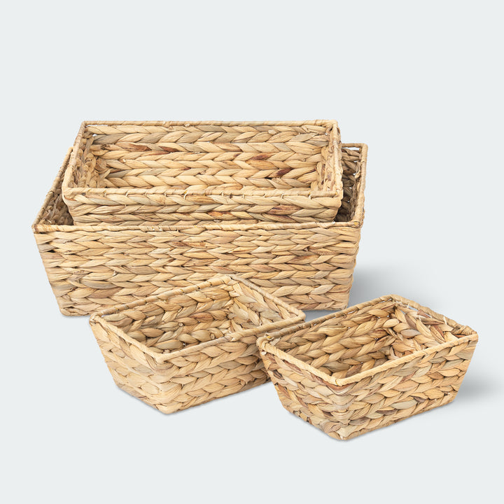 Arrow Brown Water Hyacinth Wicker Basket Set of 4 from Artera Home