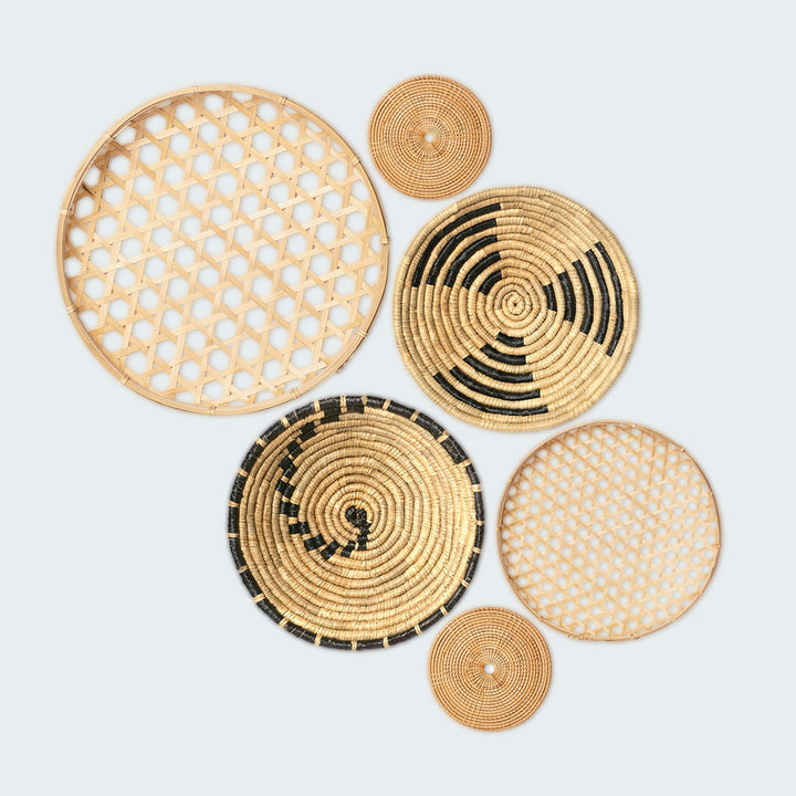 Artera Home Mixed Earthy Tones Wall Basket Decor Set of 6