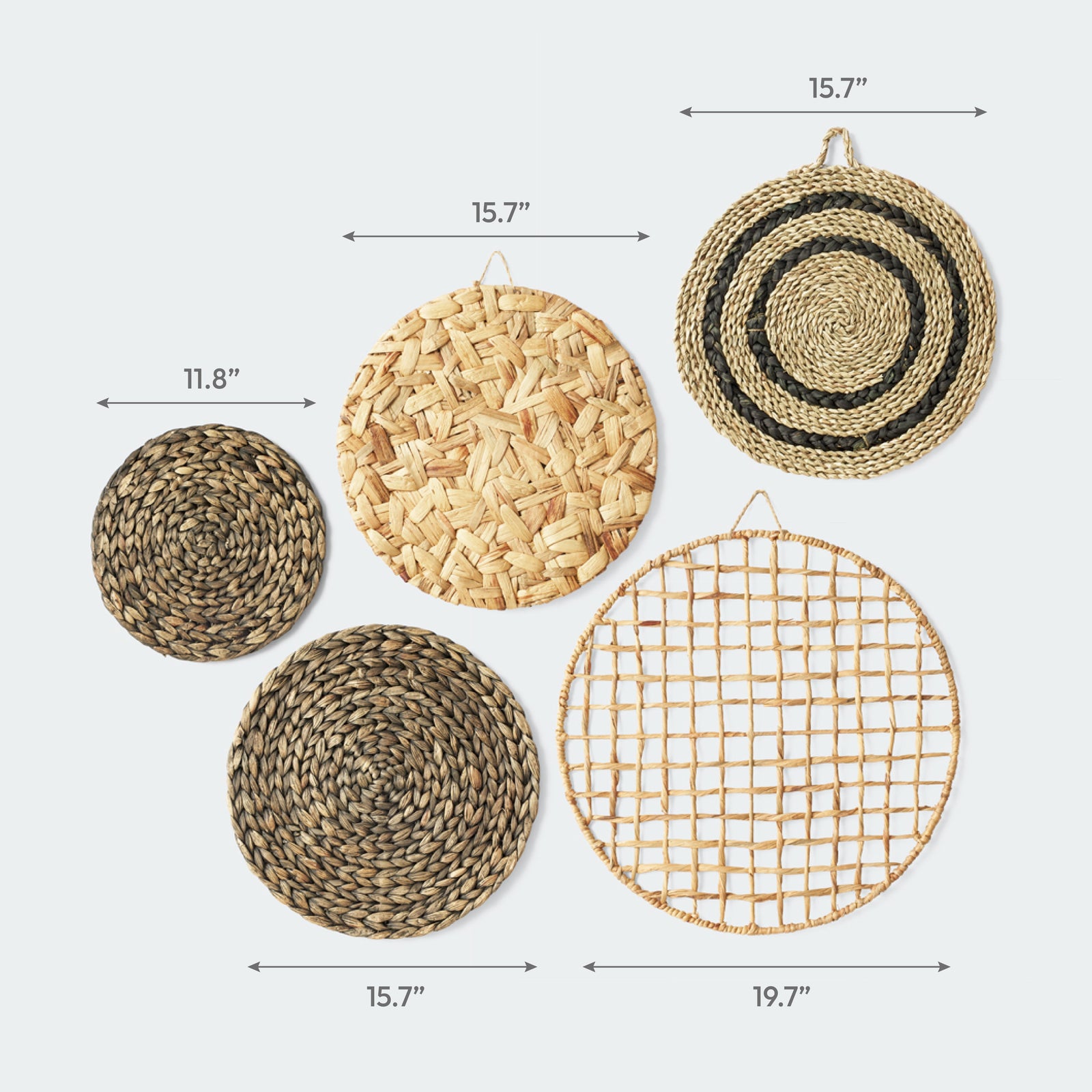 Seagrass and Water Hyacinth Wall Basket Decor Set