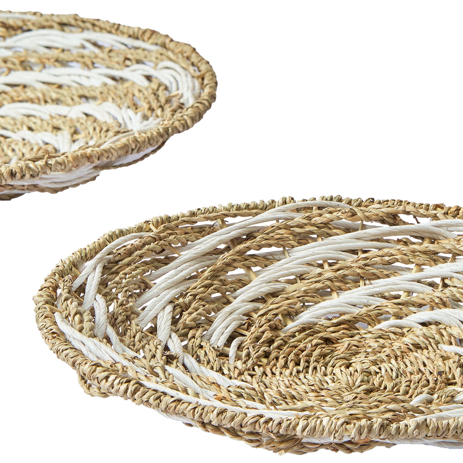 Spiral Round Woven Seagrass Wall Baskets Decor Set of 3