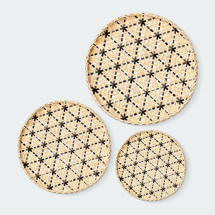 Black Geometric Rattan Wall Basket Decor Set from Artera Home