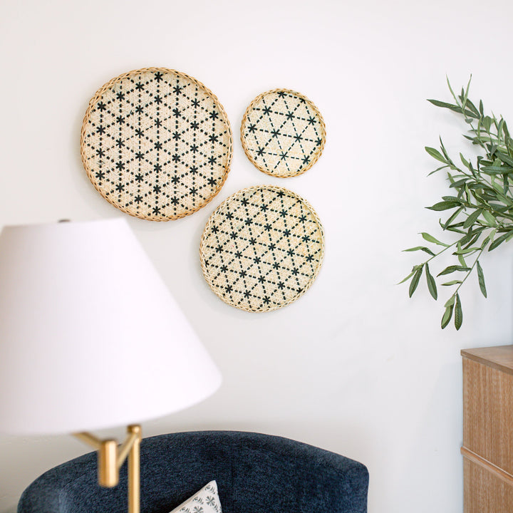 Black Geometric Rattan Wall Basket Decor Set from Artera Home