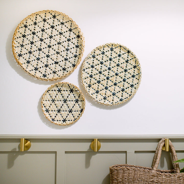 Black Geometric Rattan Wall Basket Decor Set from Artera Home