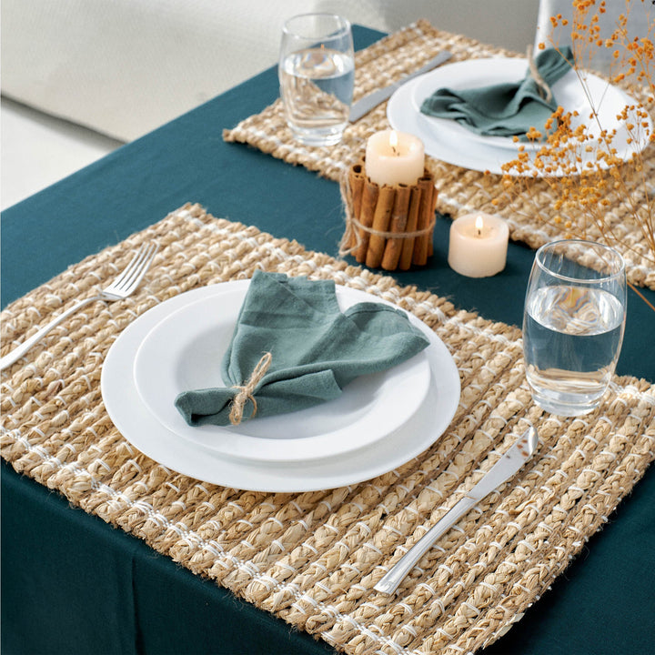Braided Rectangular Seagrass Woven Placemat Set Of 6 from Artera Home