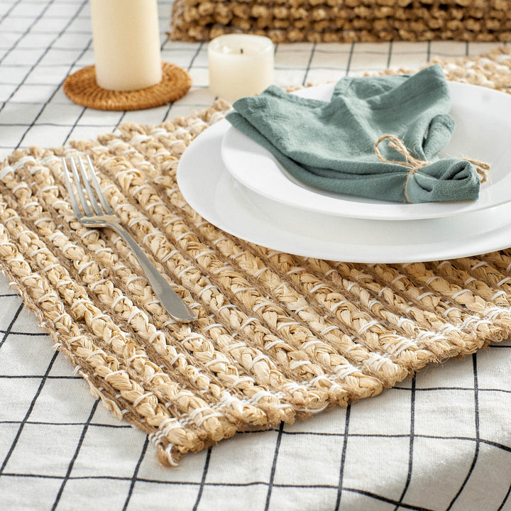 Braided Rectangular Seagrass Woven Placemat Set Of 6 from Artera Home
