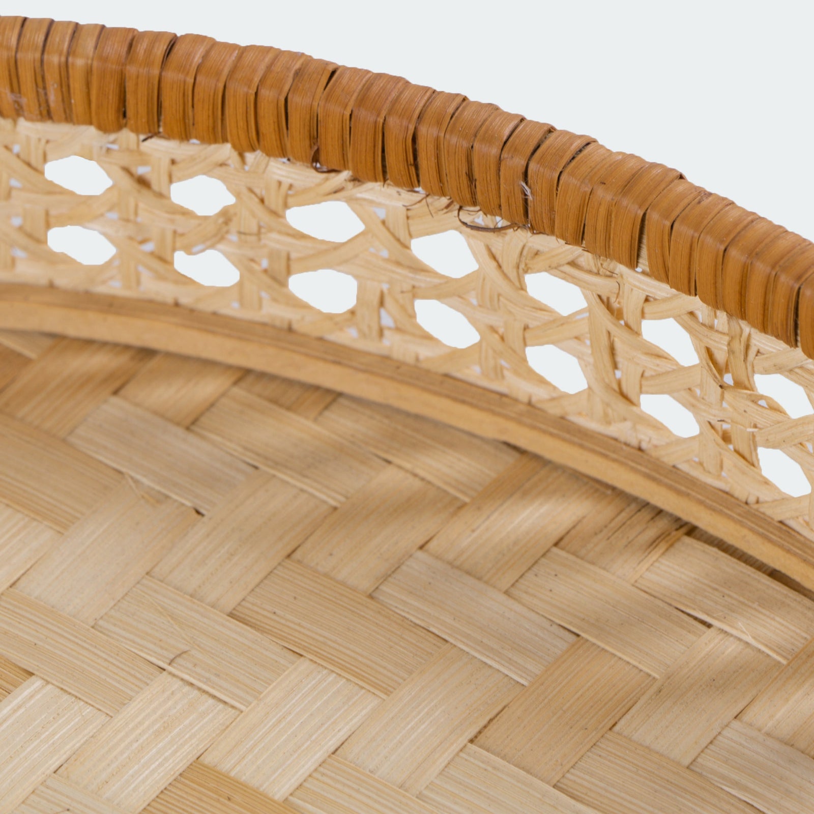 Round Wicker Serving Tray Set of 3